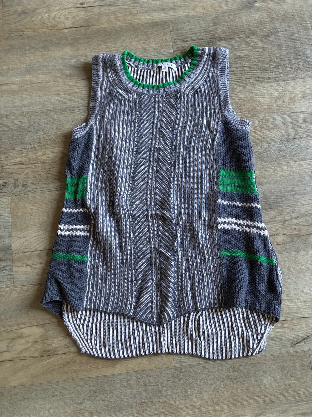 Cani Striped Knit Sleeveless Top with Green Accents